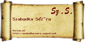 Szabadka Sára névjegykártya